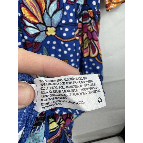 Tabitha Brown for Target Womens Mixed Floral Polka Dot Blue Midi Dress 4 Preppy - Picture 6 of 11